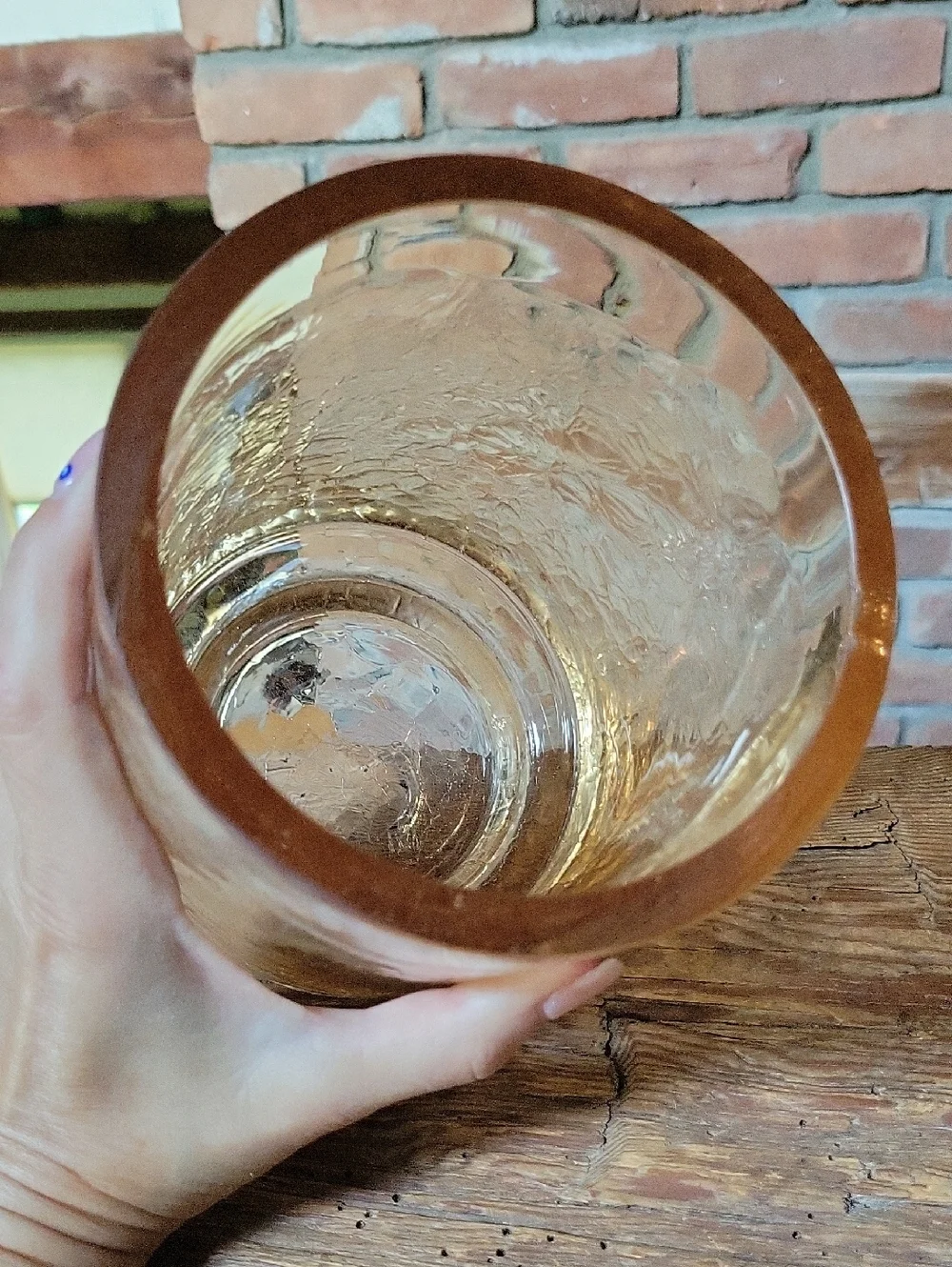 PIER 1 Amber Crackle Textured Heavy Glass Vase